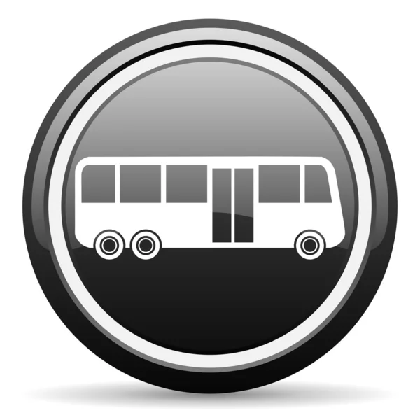 Bus black glossy icon on white background — Stock Photo, Image