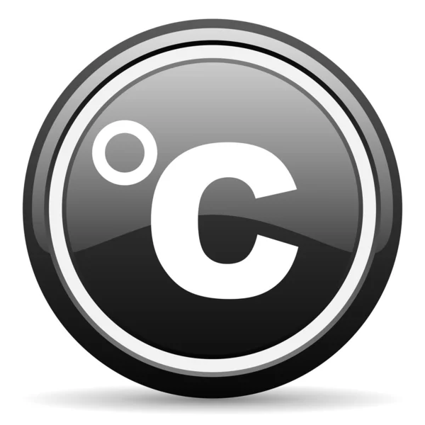 Celsius icona lucida nera su sfondo bianco — Foto Stock