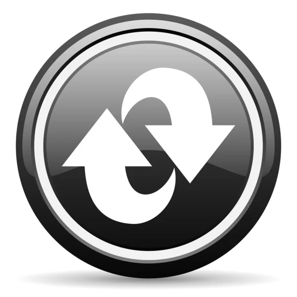 Rotate black glossy icon on white background — Stock Photo, Image