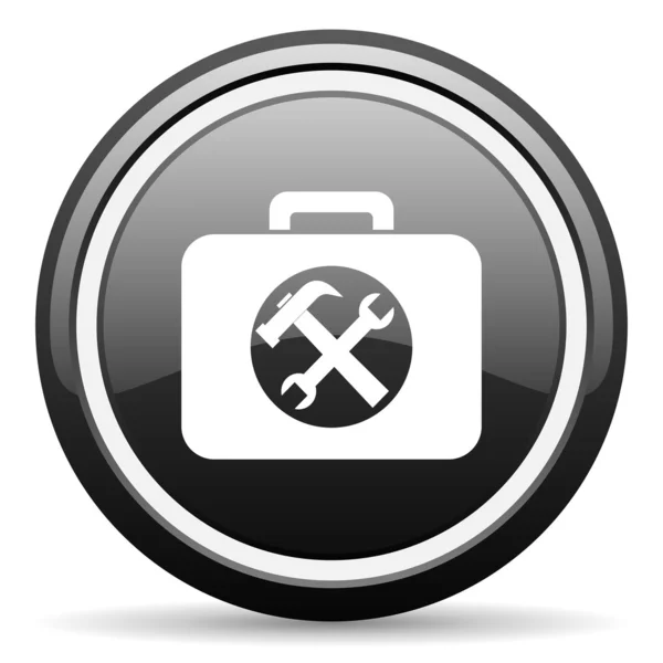 Toolkit ícone brilhante preto no fundo branco — Fotografia de Stock