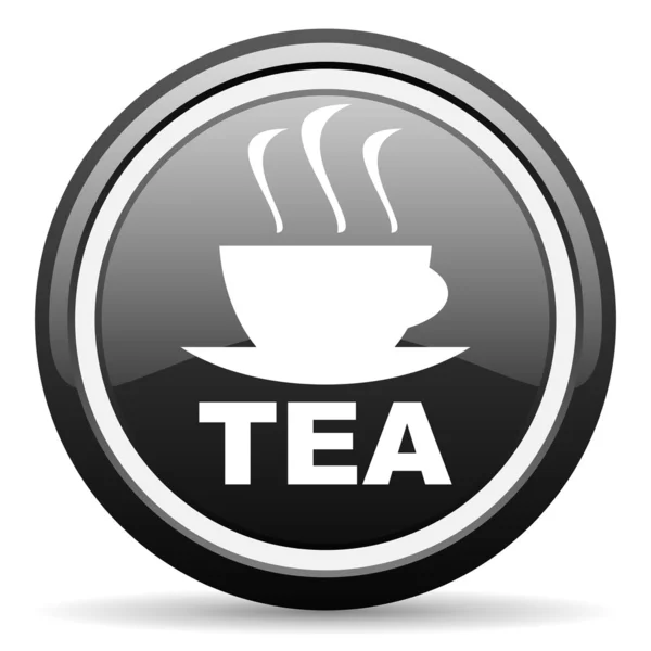 Zwarte thee glanzende pictogram op witte achtergrond — Stockfoto