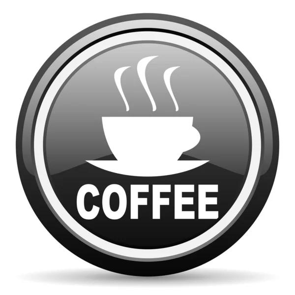 Káva černá lesklá ikona na bílém pozadí — Stock fotografie