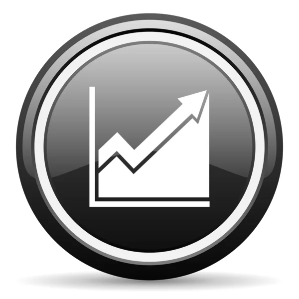 Histogrammet svart glansigt ikonen på vit bakgrund — Stockfoto