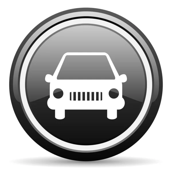 Samochód czarny błyszczący ikona na białym tle — Zdjęcie stockowe