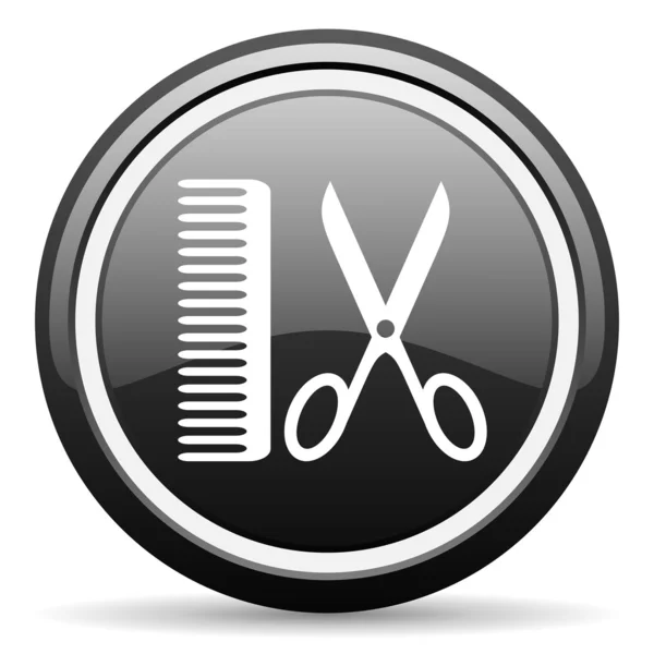 Barber black glossy icon on white background — Stock Photo, Image