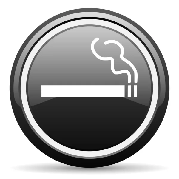 Курение черный глянцевый значок на белом фоне — стоковое фото