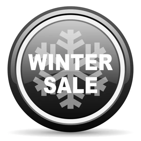 Inverno venda ícone lustroso preto no fundo branco — Fotografia de Stock