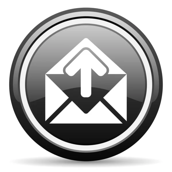 Mail black glossy icon on white background — Stock Photo, Image