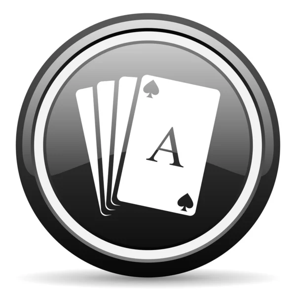 Hrací karty černý lesklý ikonu na bílém pozadí — Stock fotografie