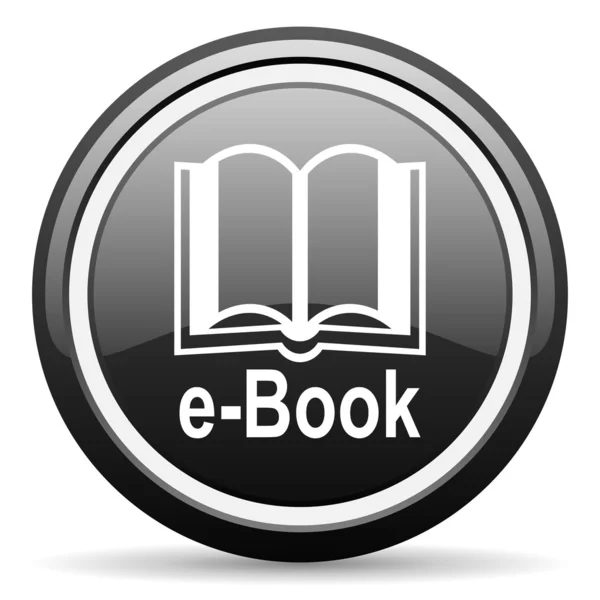 E-book black glossy icon on white background — Stock Photo, Image