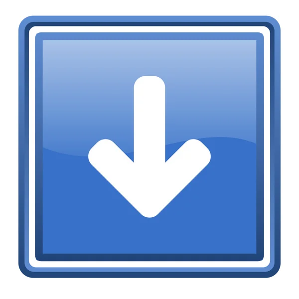 Arrow down blue glossy square web icon isolated — Stock Photo, Image