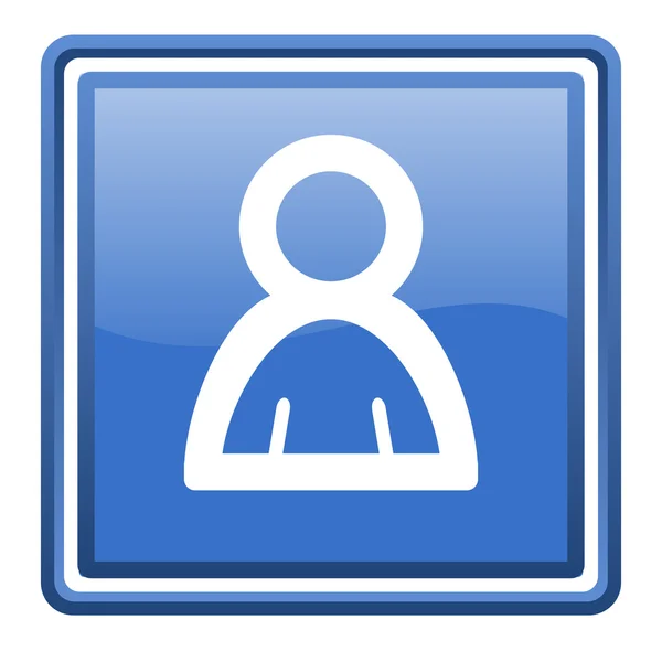 Konto niebieski ikona błyszczący web kwadrat na białym tle — Zdjęcie stockowe