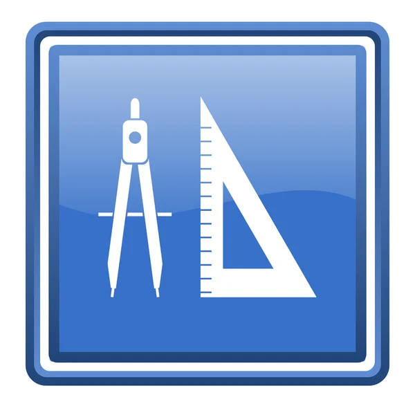 E-learning blue glossy square web icon isolated — Stock Photo, Image