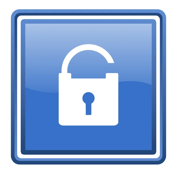 Padlock blue glossy square web icon isolated — Stock Photo, Image