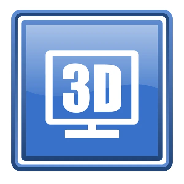 3d display blu lucido quadrato icona web isolato — Foto Stock