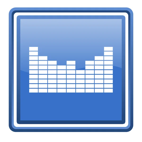 Dźwięk niebieski kwadrat WWW błyszczący ikona na białym tle — Zdjęcie stockowe