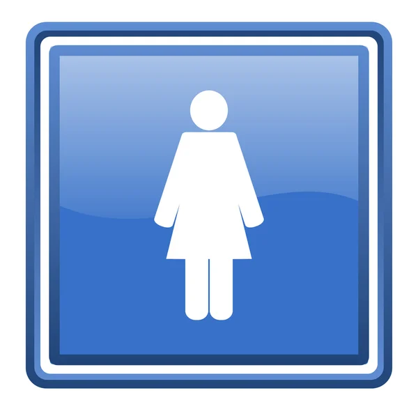 Woman blue glossy square web icon isolated — Stock Photo, Image