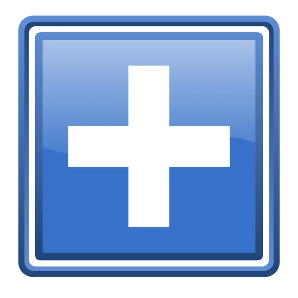 Noodgevallen blauwe glanzende vierkante web pictogram geïsoleerd — Stockfoto
