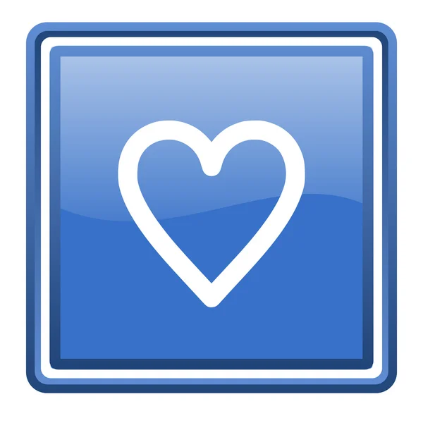 Hart blauw glanzende vierkante web pictogram geïsoleerd — Stockfoto
