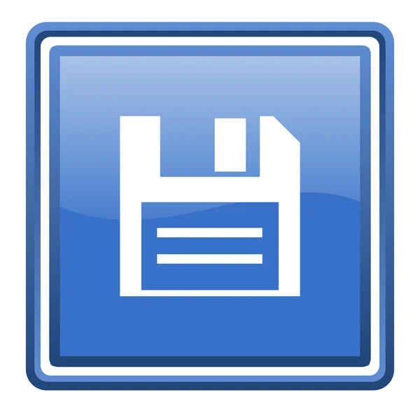 Ikona dysku niebieski błyszczący web kwadrat na białym tle — Zdjęcie stockowe
