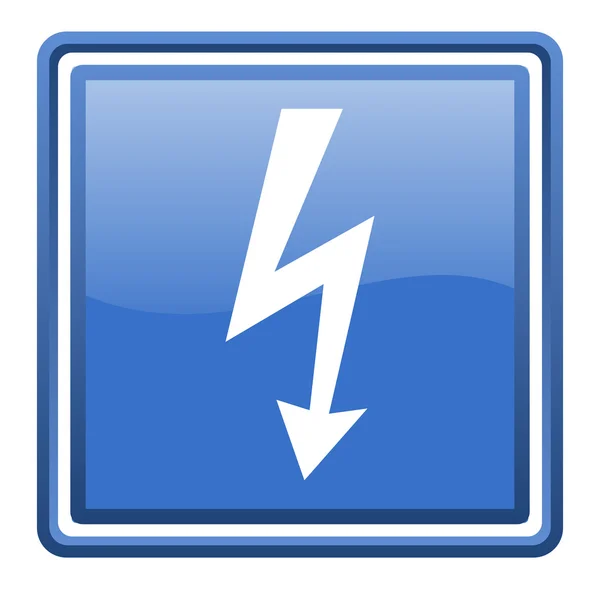 Lightning blå blank Fyrkantig spindelväv ikonen isolerade — Stockfoto