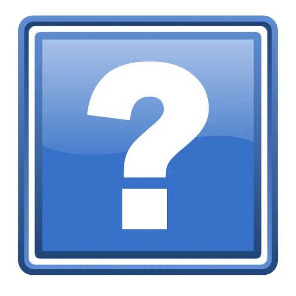 Signo de interrogación azul brillante cuadrado web icono aislado — Foto de Stock