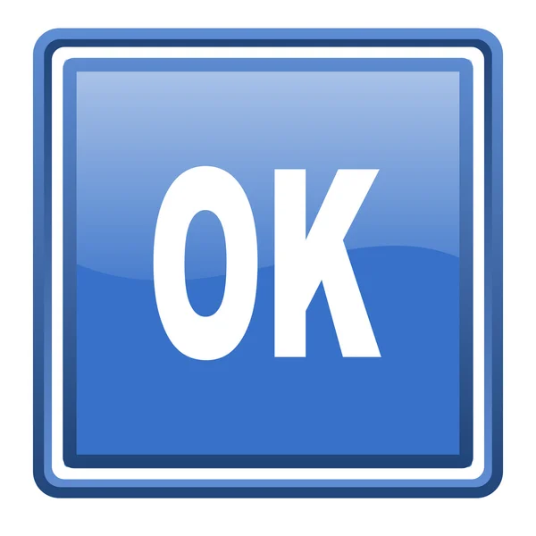 Ok blue glossy square web icon isolated — Stock Photo, Image