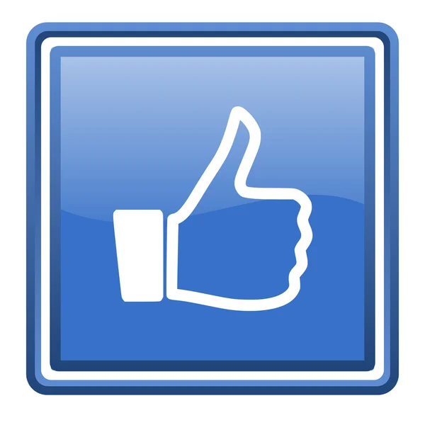 Thumb up blue glossy square web icon isolated — Stock Photo, Image