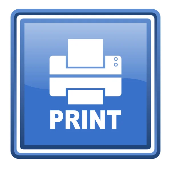 Imprimir azul brillante cuadrado web icono aislado — Foto de Stock