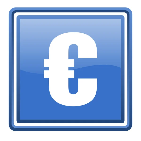 Euro blue glossy square web icon isolated — Stock Photo, Image