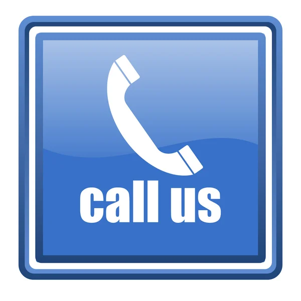 Call us blue glossy square web icon isolated — Stock Photo, Image