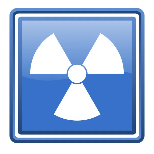 Radiazione blu lucido quadrato icona web isolato — Foto Stock