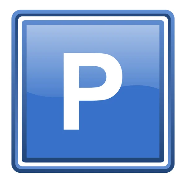 Изолированная иконка синего глянцевого квадрата — стоковое фото