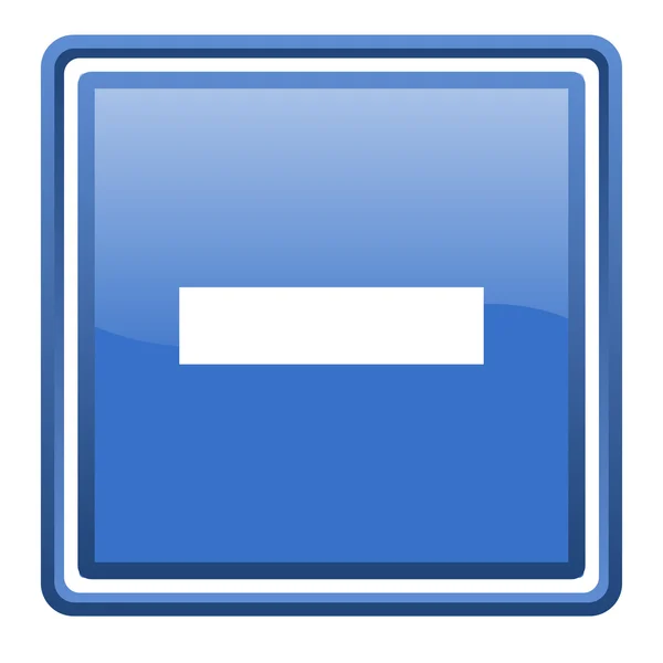 Minus blaues Hochglanz-Quadrat-Websymbol isoliert — Stockfoto