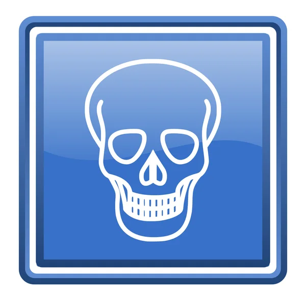 Cráneo azul brillante cuadrado web icono aislado — Foto de Stock