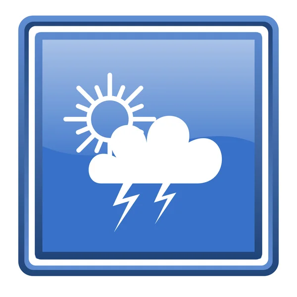 Väderprognos blå blank Fyrkantig spindelväv ikonen isolerade — Stockfoto