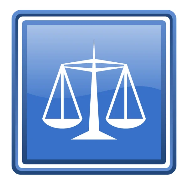 Blauwe Justitie glanzend vierkante web pictogram geïsoleerd — Stockfoto