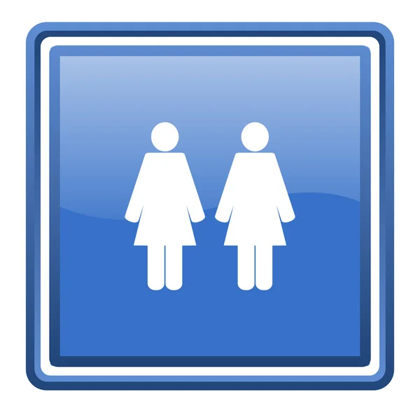 Couple blue glossy square web icon isolated — Stock Photo, Image