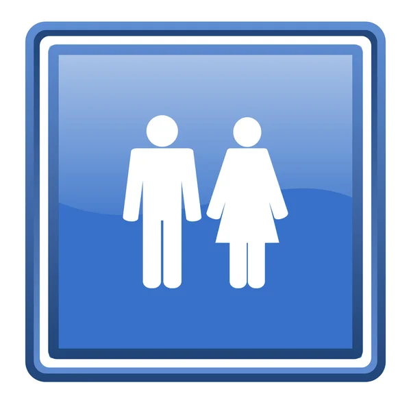 Paar blauwe glanzende vierkante web pictogram geïsoleerd — Stockfoto