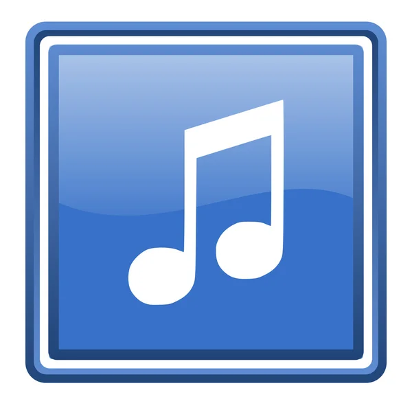 Muziek blauw glanzende vierkante web pictogram geïsoleerd — Stockfoto