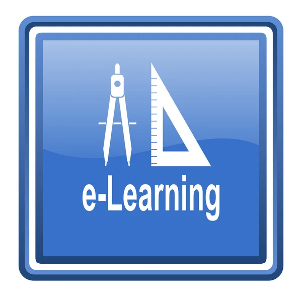 E-learning azul brillante cuadrado web icono aislado —  Fotos de Stock