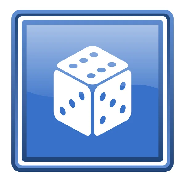 Dice blue glossy square web icon isolated — Stock Photo, Image