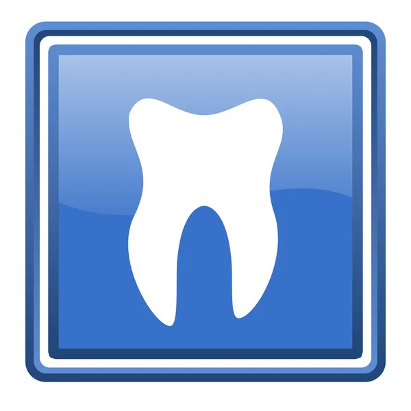 Tooth blue glossy square web icon isolated — Stockfoto