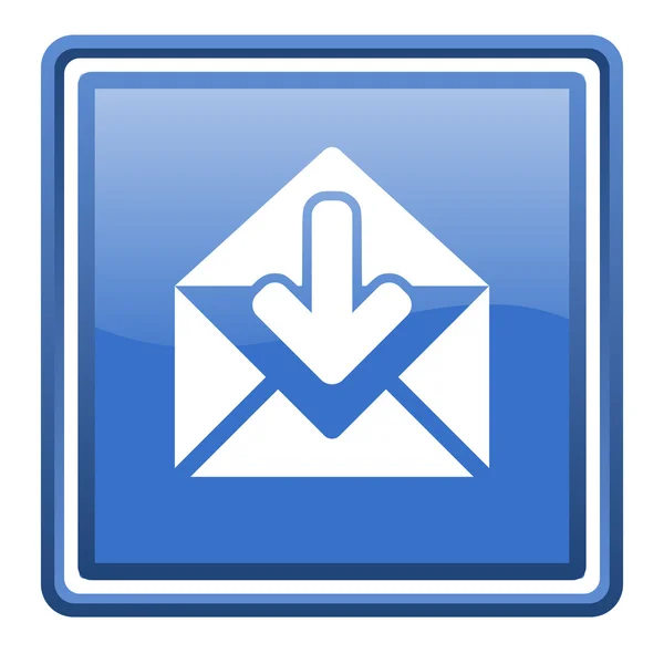 Mail blue glossy square web icon isolated — Stock Photo, Image