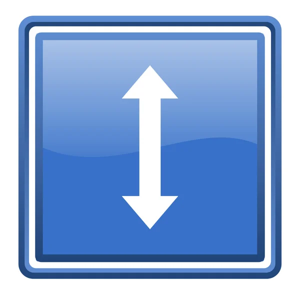 Déplacer flèche bleu brillant icône web carré isolé — Photo