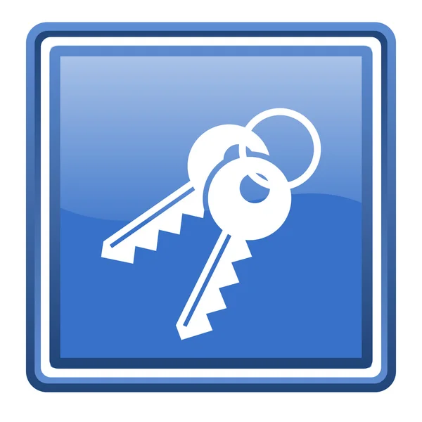 Keys blue glossy square web icon isolated — Stock Photo, Image