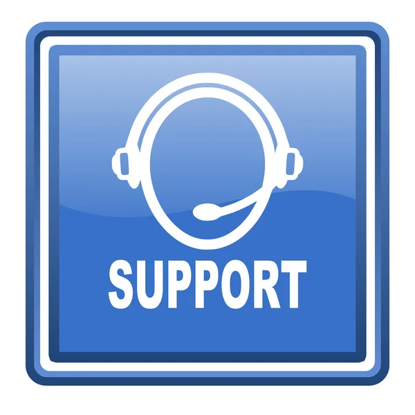 Supporto blu lucido quadrato icona web isolato — Foto Stock