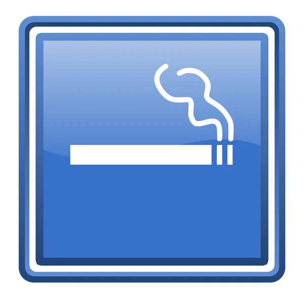 Smoking blue glossy square web icon isolated — Stock Photo, Image