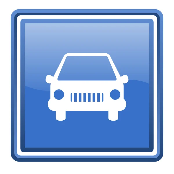 Auto blau glänzend quadratisch Web-Symbol isoliert — Stockfoto