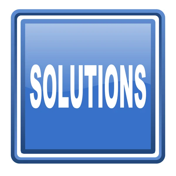 Soluções azul brilhante quadrado web ícone isolado — Fotografia de Stock